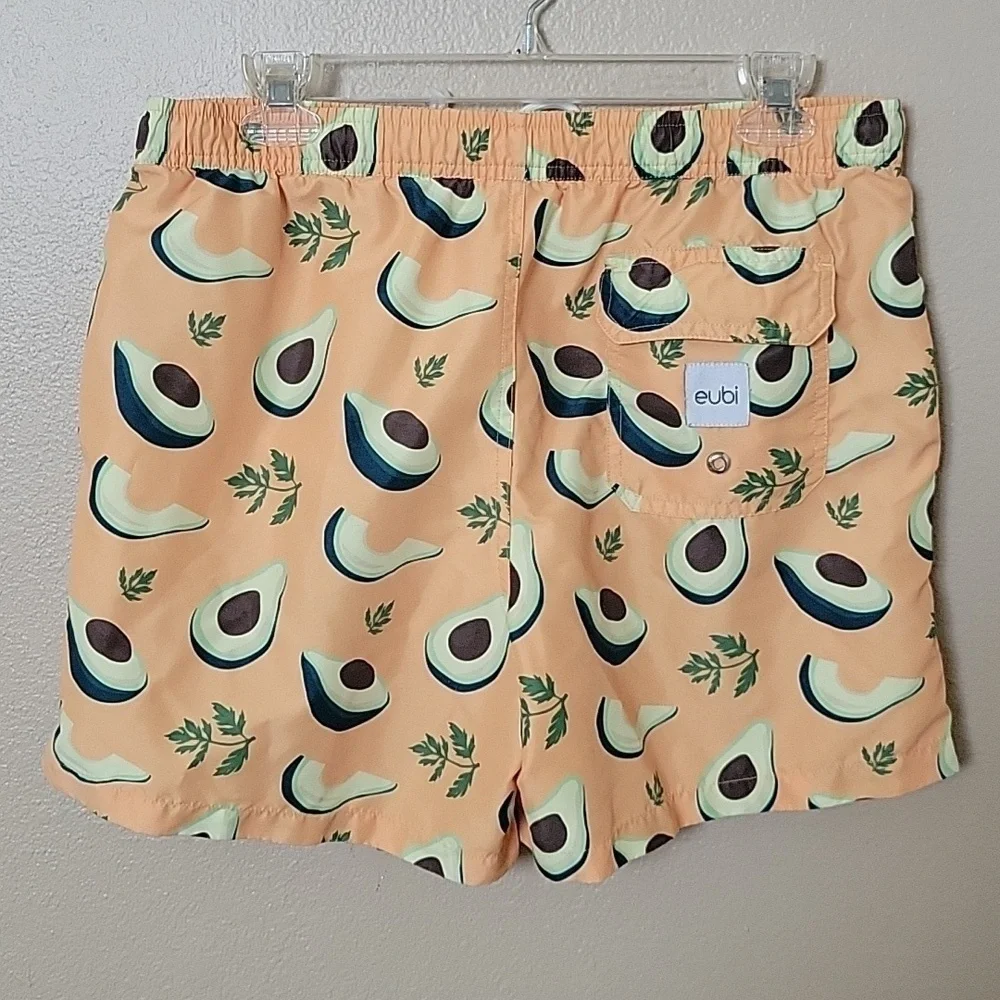 Eubi Mens Avocado Pattern Swim Trunks - Size Medium